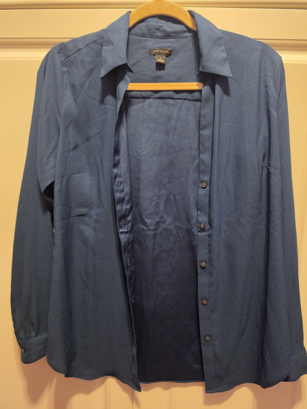 Ann Taylor Blue Button-Up Relaxed Blouse